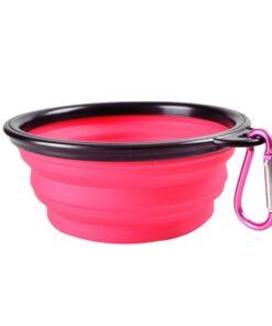 Pet Dog Cat Collapsible Bowls for Travel Home Outdoor - Small - Pink