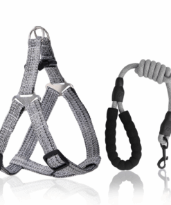 Pet Dog Harness Traction Rope Set Adjustable Dog Vest Outdoor Walking - Grey - XL