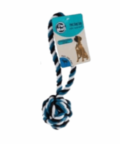 Pet Dog Toy - Tug Rope Ball With Knot - Blue, Black
