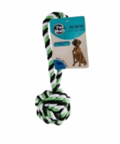 Pet Dog Toy - Tug Rope Ball With Knot - Green, Black