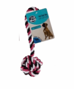 Pet Dog Toy - Tug Rope Ball With Knot - Pink, Black