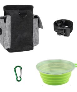 Pet Dog Training Treat Pouch Bag with Collapsible Feeding Bowl Set