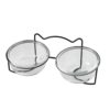 Pet Double Glass Cat Dog Raised Bowl Round Design (27cm) - Black