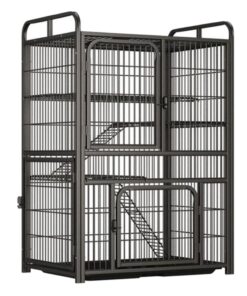 Pet Extra Large Triple Layer Foldable Metal Mesh Pet Cage Condo (140cm) - Black
