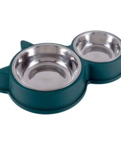 Pet Feeding Double Bowl - Green