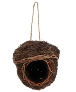 Pet Garden Decor Hanging Grass Woven Birds Nest & House (14cm)