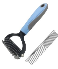Pet Grooming Brush and Metal Comb for Dog Cat De-matting De-shedding