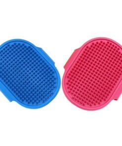 Pet Grooming Rubber Glove Brush (Set of 2) Pink & Blue