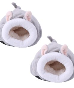 Pet Hamster Genie Pig Soft Plush Nesting Bed Animal Design - Set of 2 Grey