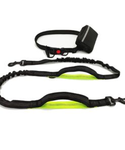 Pet Hands-Free Dog Leash With Zipper Pouch Reflective Running Lead - Yellow