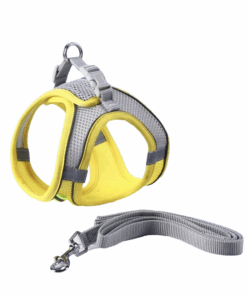 Pet Harness, Reflective Vest with Leash - Small Breed - Yellow, Grey - L