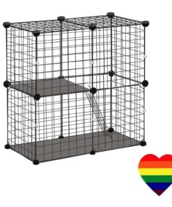 Pet Heavy Duty Cage Enclosure 2 level & Heart Sticker (75cm) - Black