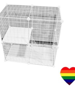 Pet Heavy Duty Cage Enclosure 2 level & Heart Sticker (75cm) - White
