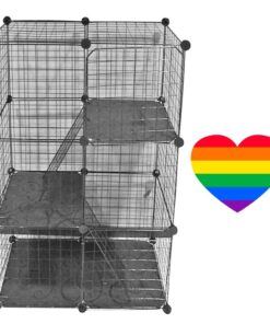 Pet Heavy Duty Cage Enclosure 3 level (75x39x109cm) & Heartsticker - Black