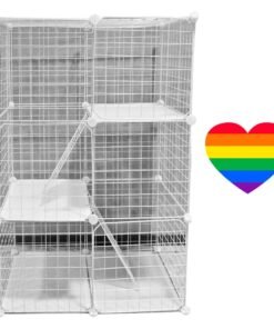 Pet Heavy Duty Cage Enclosure 3 level (75x39x109cm) & Heartsticker - White