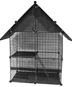 Pet Heavy Duty Cage Enclosure House For Cats & Other Animals (75x39x109cm) - Black