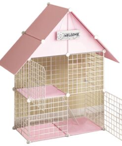 Pet Heavy Duty Cage Enclosure House For Cats & Other Animals (75x39x109cm) - Pink