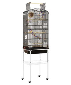 Pet Large Open Top Bird Cage with Toys & Display Stand (163cm) - Black