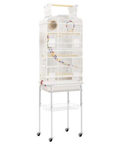 Pet Large Open Top Bird Cage with Toys & Display Stand (163cm) - White