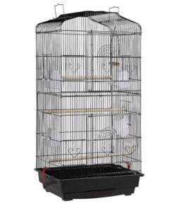Pet Large Open Top Interactive Double Door Budgie Bird Condo Cage (93cm) - Black