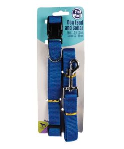 Pet Mall - Dog Lead & Collar - Blue - 22-55cm - 1.2m x 2cm - 12 Pack