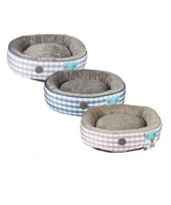 Pet Mall Round Fleece Check Pet Bed 50cm (Small) Set of 3