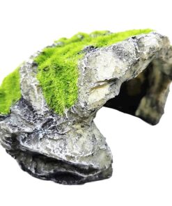 Pet Multi Use Reptile Mossy Boulder Cave Hideout for Habitat Decor (13cm)