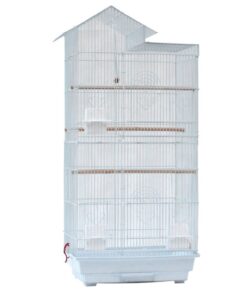 Pet Open Top Double Door Budgie Bird Condo Cage with Accessories (100cm) - White