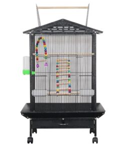 Pet Open Top Rolling Bird House on Wheels with Accessories (75cm)