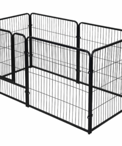 Pet Outdoor Portable Folding Dog Playpen Fence With Door 6 Pieces Panel (60cm) - Black