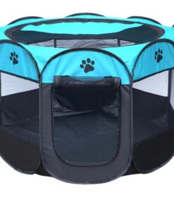 Pet Play Pen : For Indoor / Outdoor Use. Collapsible, Portable, Lightweight - Blue