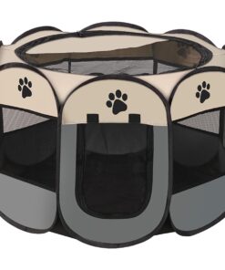 Pet Playpen Of Foldable Octagonal ,Waterproof Portable Dog/Cat Pet Playpen - Gray