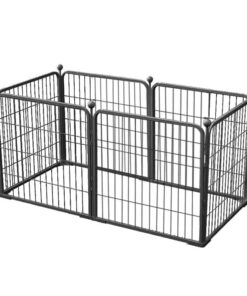 Pet Playpen Small Animal Dog Kennel Enclosure 6 Pieces-Panel (50cm) - Black