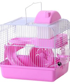 Pet Portable Hamster Double Layer Villa Cage For Small Animals - 30CM - Pink
