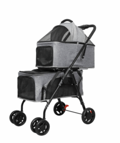 Pet Pram - Detachable Carrier - Pet Stroller - Grey