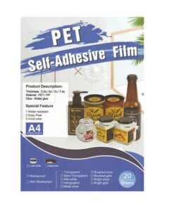 PET Printable Vinyl Sticker Paper A4 Adhesive - Full-Transparent X20 Sheets