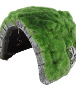 Pet Reptile Rocky Moss Covered Cave Home for Habitat Decor (15cm)