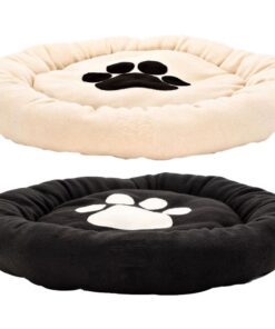 Pet Round Bed Fleece Set Of 2 - Black, White