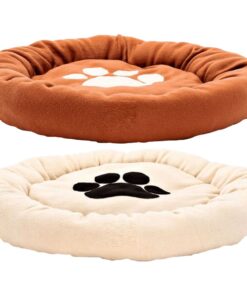 Pet Round Bed Fleece Set Of 2 - Brown, White