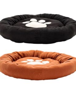 Pet Round Bed Fleece Set Of 2 Plush 59cm - Black, Brown