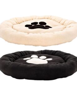 Pet Round Bed Fleece Set Of 2 Plush 59cm - Black, White