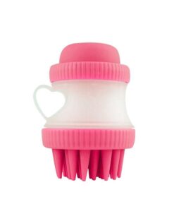 Pet Silicone Easy Bathing Massage Brush Wash Cup - Pink