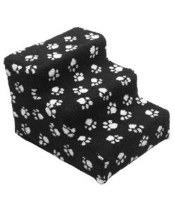 Pet Stairs Detachable Three-Story Staircase Assembly with Plush Cover - Black