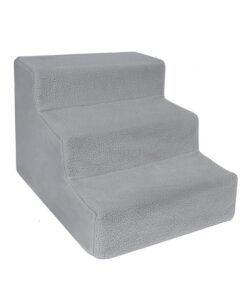 Pet Stairs Detachable Three-Story Staircase Assembly with Plush Cover - Grey