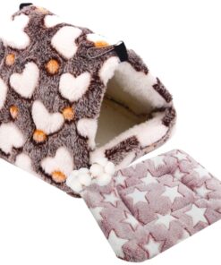 Pet Super Soft Hammock Nesting Bed And Bed Mat For Hamsters & Small Animals - Brown, Pink