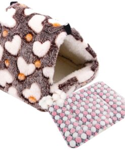 Pet Super Soft Hammock Nesting Bed And Bed Mat For Hamsters & Small Animals - Brown, White