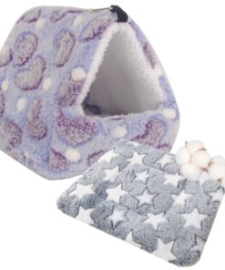 Pet Super Soft Hammock Nesting Bed And Bed Mat For Hamsters & Small Animals - Purple, Grey