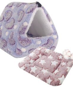 Pet Super Soft Hammock Nesting Bed And Bed Mat For Hamsters & Small Animals - Purple, Pink