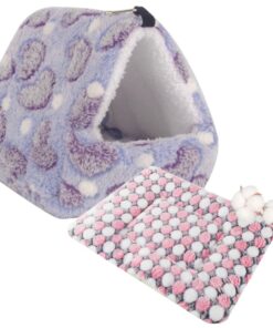 Pet Super Soft Hammock Nesting Bed And Bed Mat For Hamsters & Small Animals - Purple, White