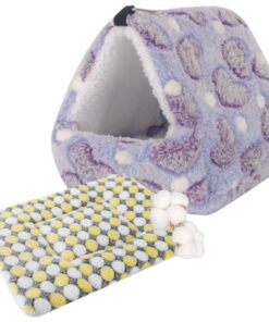 Pet Super Soft Hammock Nesting Bed And Bed Mat For Hamsters & Small Animals - Purple, Yellow
